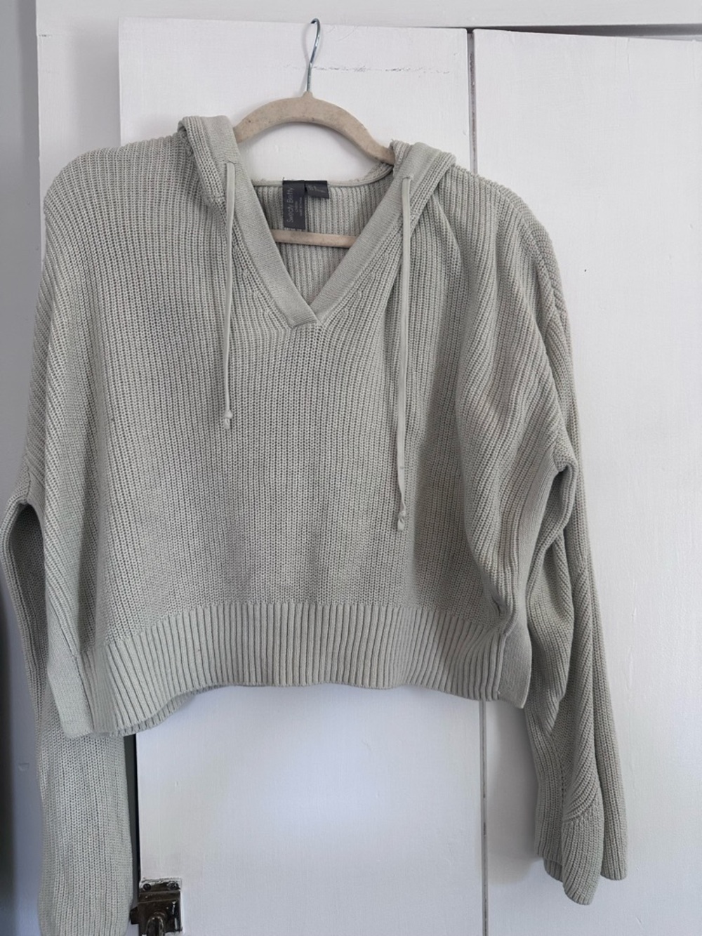 Sweaty Betty Sage Green Cropped Knit Hoodie